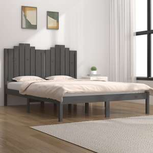 Boreas Solid Pinewood Double Bed In Grey