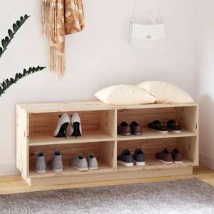 Boris Pinewood Shoe Storage Bench With Shelves In Natural