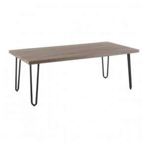 Boroh Wooden Coffee Table In Natural With Black Metal Legs