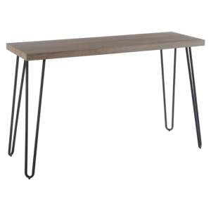 Boroh Wooden Console Table With Black Metal Legs In Natural