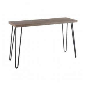 Boroh Wooden Console Table With Black Metal Legs In Natural