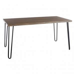 Boroh Wooden Dining Table In Natural With Black Metal Legs
