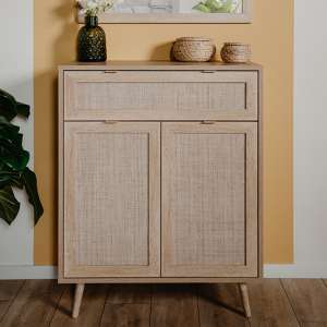 Borox Wooden Storage Cabinet In Sonoma Oak And Cane