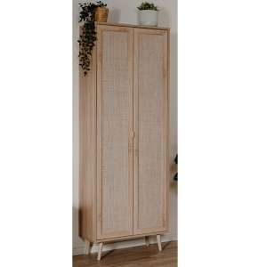 Borox Wooden Wardrobe With 2 Doors In Sonoma Oak And Cane