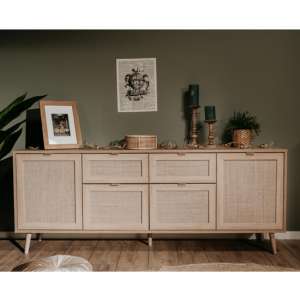 Borox Wooden Sideboard With 4 Doors In Sonoma Oak