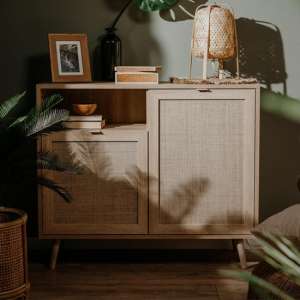 Borox Wooden Storage Cabinet In Sonoma Oak And Bast Look