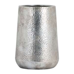 Borzoi Metallic Ceramic Tapered Decorative Vase In Silver