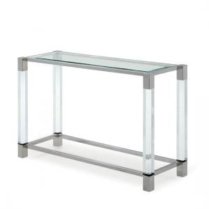 Boston Console Table In Clear Glass And Polished Stainless Steel