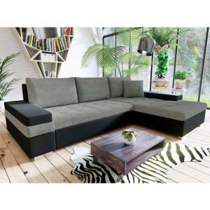 Bostrom Fabric Right Hand Corner Sofa Bed In Black And Grey