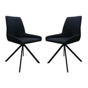 Boswell Fabric Dining Chairs In Black In A Pair