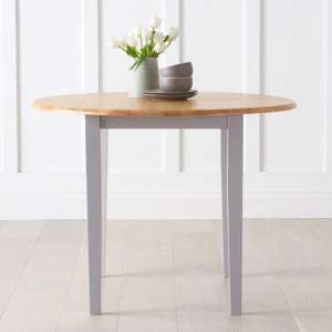 Botain Drop Leaf Extending Wooden Dining Table In Oak And Grey