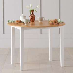 Botain Drop Leaf Extending Wooden Dining Table In Oak And White