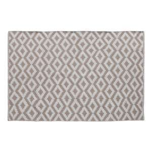 Botin Small Fabric Upholstred Aztec Rug In Beige And White