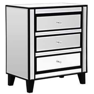 Boulejo Mirrored Chest Of 3 Drawers In Silver And Black