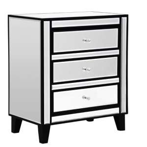 Boulejo Mirrored Chest Of Drawers With Black Wooden Legs
