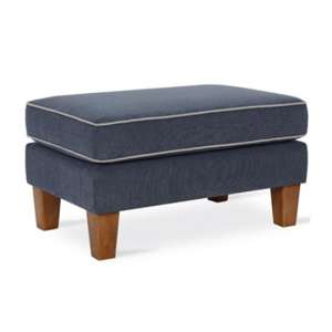 Necton Fabric Ottoman with Contrast Welting In Linen Blue