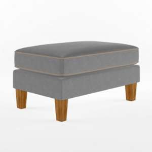 Necton Fabric Ottoman with Contrast Welting In Linen Grey