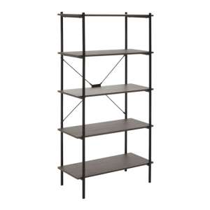 Bradken Dark Oak Wooden Shelving Unit With Black Metal Frame