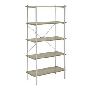 Bradken Natural Oak Wooden Shelving Unit With White Metal Frame