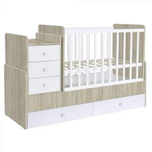 Braize Children Storage Cot Bed In Elm And White And Mattress