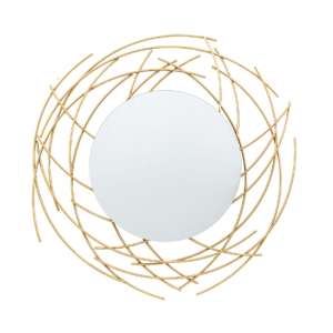 Braking Round Wall Mirror In Gold Iron Frame