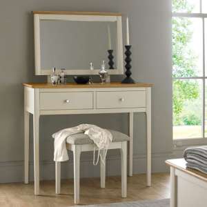 Brandy Wooden 3Pc Dressing Table Set In Off White And Oak