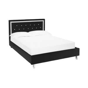 Chilwell King Size Bed In Black Faux Leather With Diamante