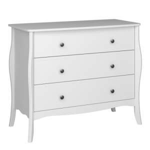 Braque Wide Wooden Chest Of 3 Drawers In White