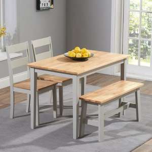 Ankila 115cm Dining Table With 2 Chair 1 Bench In Oak And Grey