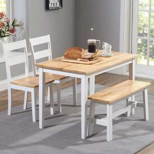 Ankila 115cm Dining Table With 2 Chair 1 Bench In Oak And White