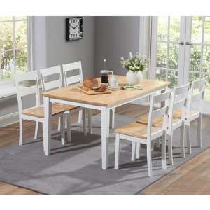 Ankila 150cm Wooden Dining Table With 4 Chairs In Oak And White