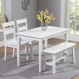 Ankila 115cm Dining Table With 2 Chair 1 Bench In White