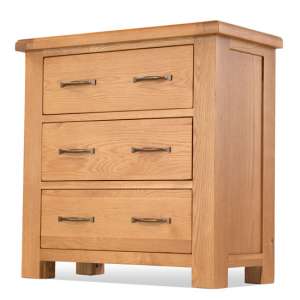 Brendan Chest Of Drawers In Crafted Solid Oak With 3 Drawers