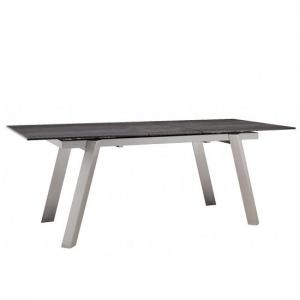 Alsager Glass Extending Dining Table In Grey Ceramic