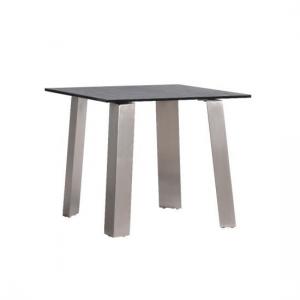 Alsager Glass Side Table In Grey Ceramic Brushed Steel Legs