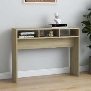 Brett Wooden Console Table With Shelves In Sonoma Oak