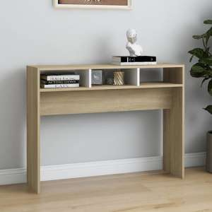 Brett Wooden Console Table With Shelves In White And Sonoma Oak