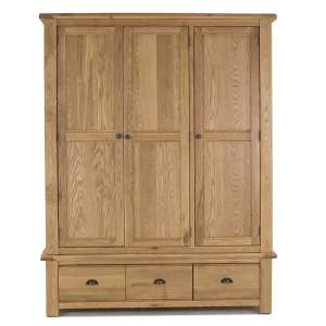 Brex Wooden 3 Doors Wardrobe In Natural