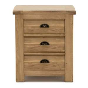 Brex Wooden 3 Drawers Bedside Table In Natural