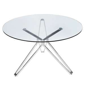 Toulouse Glass Dining Table Round In Clear With Chrome Legs