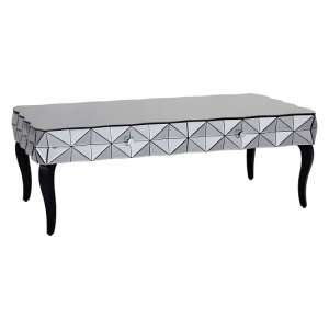 Brice Glass Coffee Table Rectangular In Silver With Wooden Legs