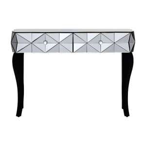 Brice Glass Console Table In Silver With Wooden Legs
