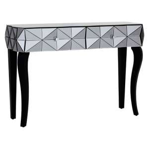 Brice Mirrored Glass Console Table With 2 Drawers In Silver
