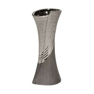 Bridgetown Ceramic Medium Decorative Vase In Grey And Silver