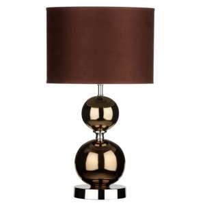 Brika Brown Fabric Shade Table Lamp With Copper Balls Base