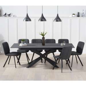 Brilly Extending Ceramic Dining Table In Grey With 8 Chairs
