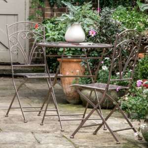 Brandis Metal Bistro Set With Round Table In Patina