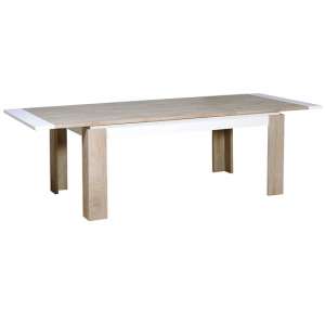Brio Extending Wooden Dining Table In Matt White And Natural