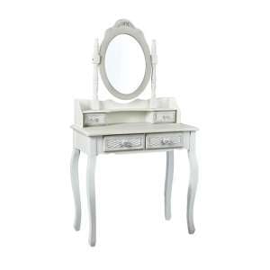 Blackrod Dressing Table In White And Grey With Mirror