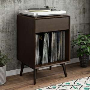 Brigg Wooden Turntable Storage Cabinet In Walnut
